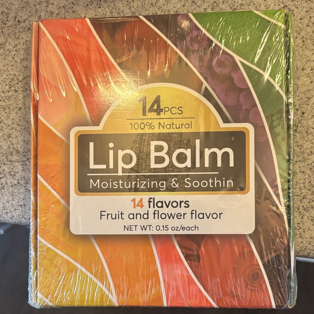 Fruit & Flower Lip Balm 14-Pack - Moisturizing Multi-Flavor (Assorted Colors)